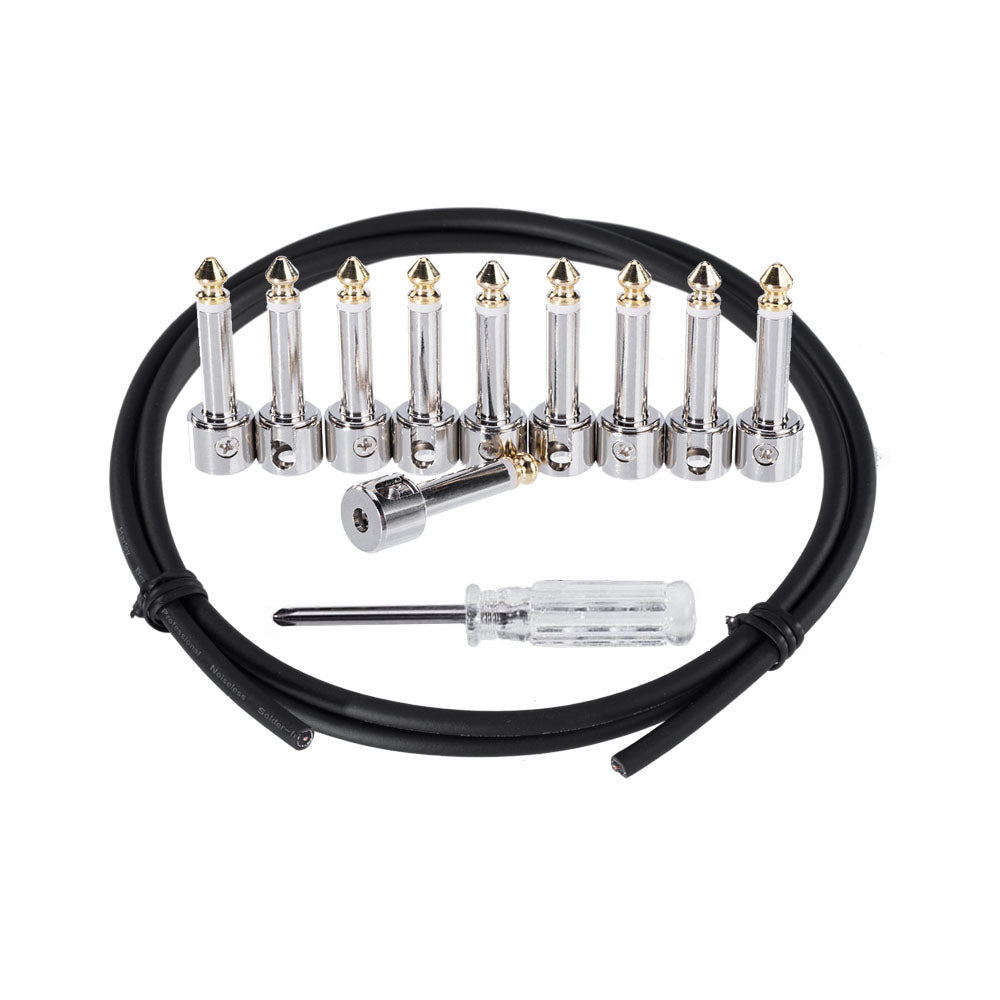 IVU POK-02 solderless patch cable kit with 10 dual-hole plugs, black cable and screwdriver