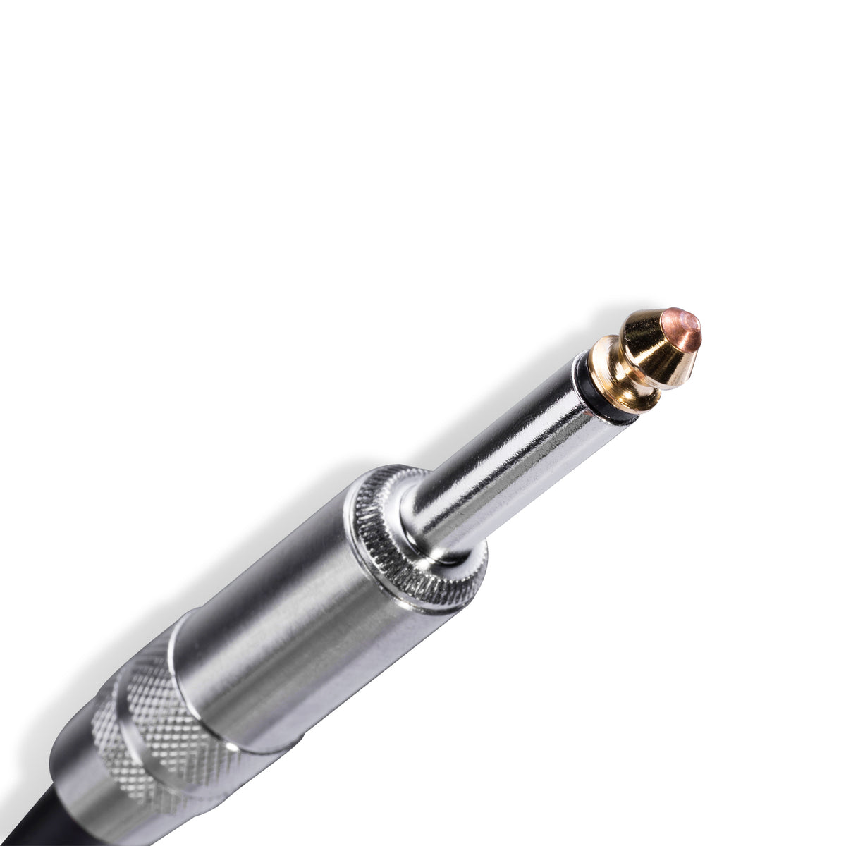 Close-up of IVU Live Cable 1/4-inch TS plug and metal housing