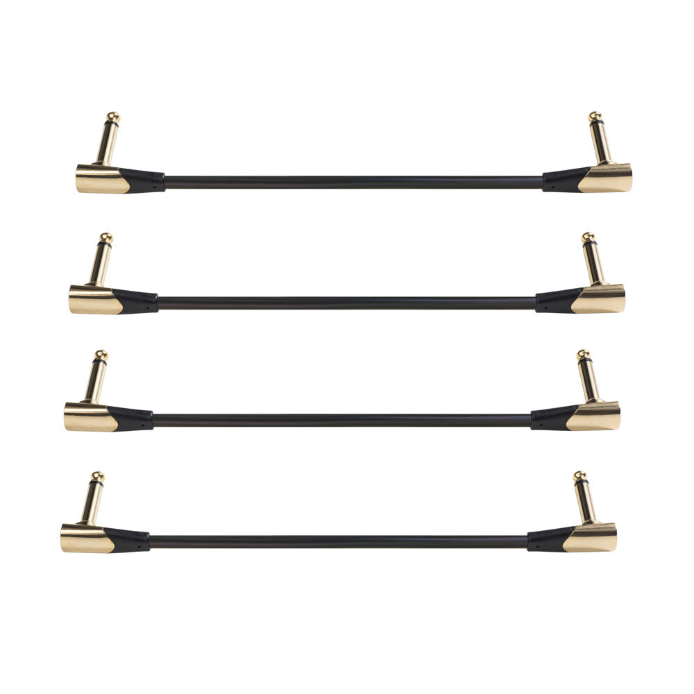 Four gold-finish IVU FPC-415 flat patch cables with right-angle TS plugs