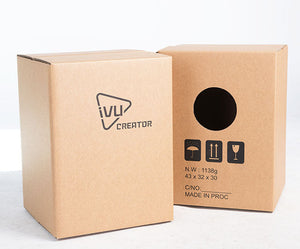 IVU Creator CC-01 cardboard cajon with logo playing face and circular sound hole