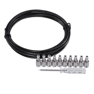 IVU POK-03 solderless DC cable components with black wire, compact plugs and screwdriver