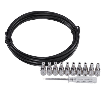 IVU POK-03 solderless DC cable components with black wire, compact plugs and screwdriver