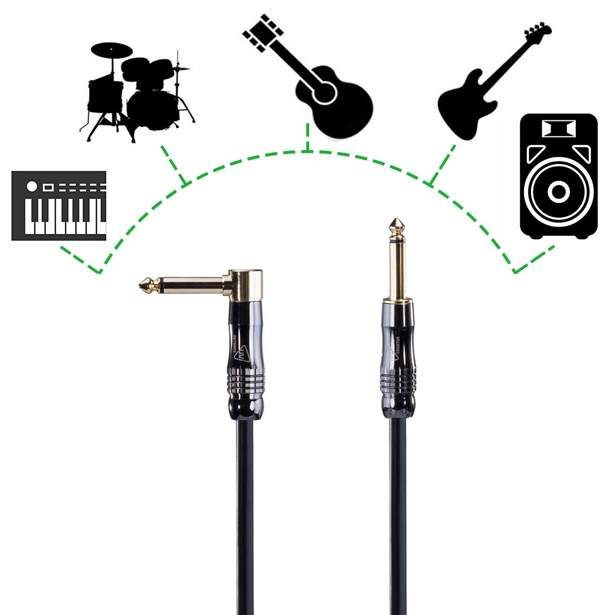 IVU Player cable with straight and right-angle plugs for compatible instruments